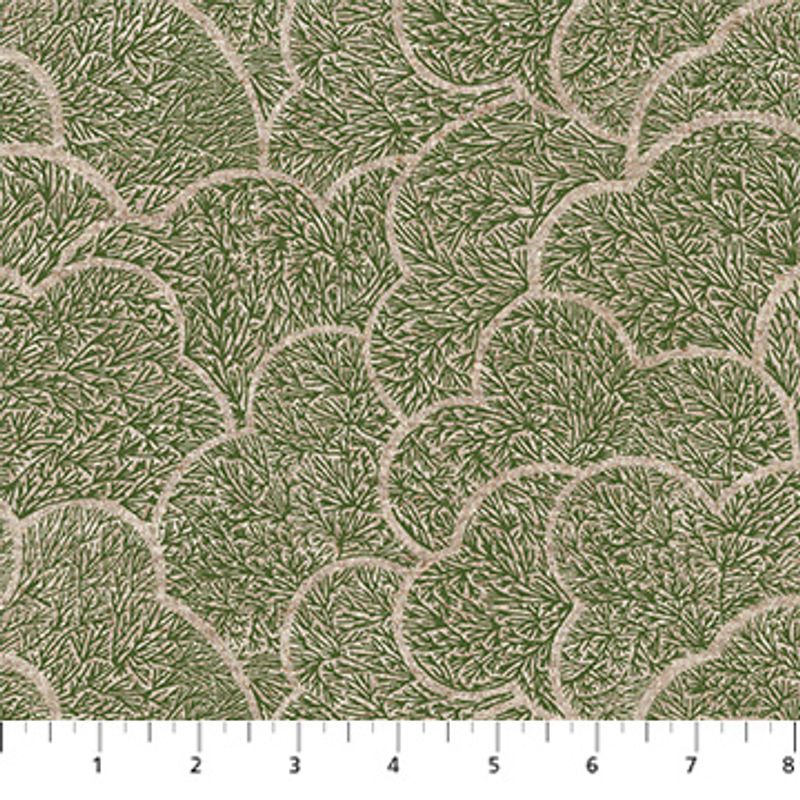 Halvlin med grønt mønster