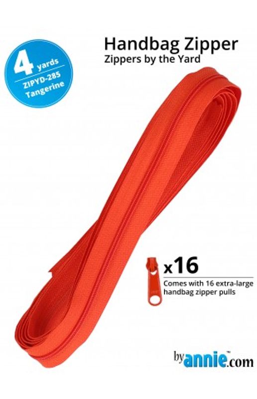 By Annie glidelås by the yard, tangerine