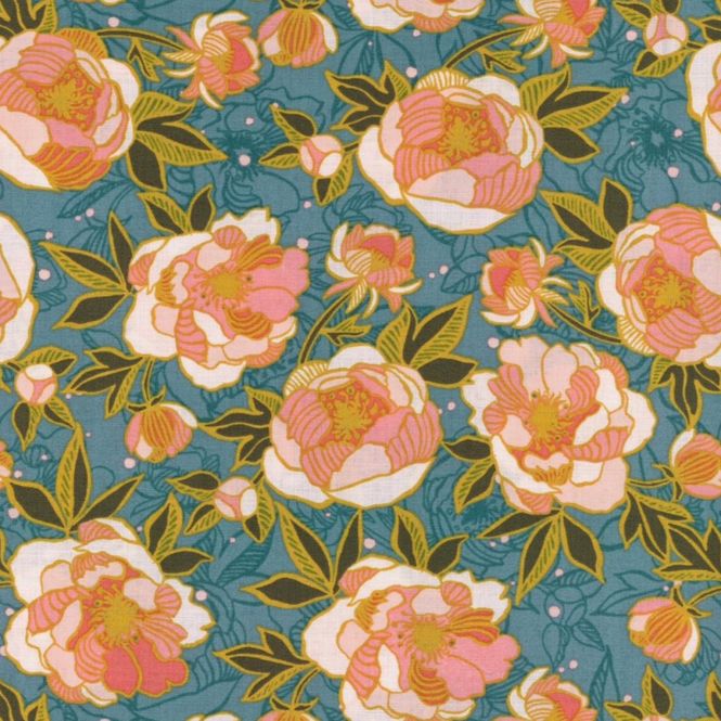 Hovedbilde Lush Life turkis med blomster