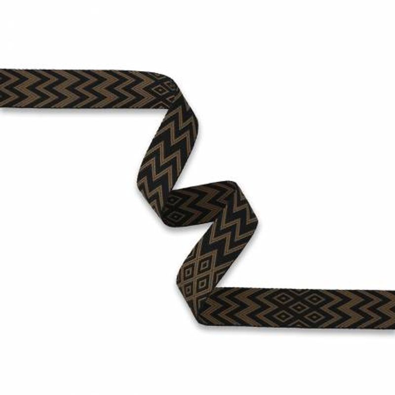 Webbing sort med brunt mønster 1,5